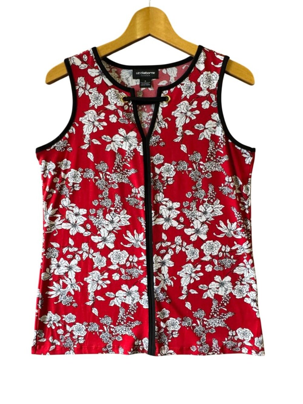 Liz Claiborne Career Floral Sleeveless Top Polyester-Blend Size S